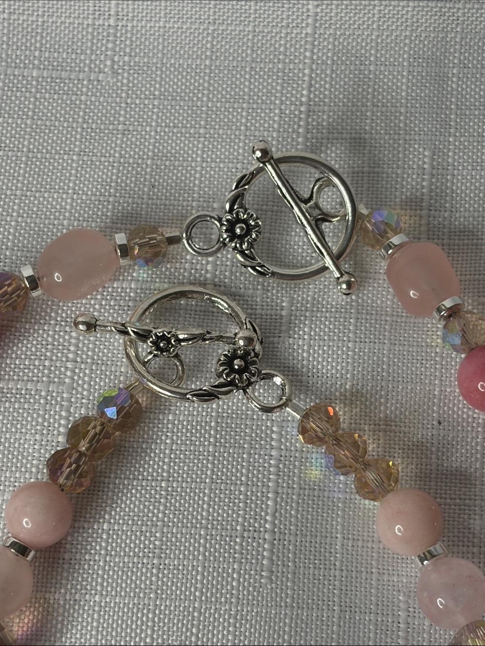 Handcrafted Rose Quartz/Pink Jade 2 Necklace Set - Picture 6 of 6